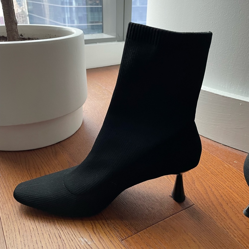 ASOS Rightly knitted heeled sock boots, Black, size 8